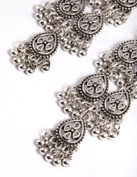 Rhodium Silver Bead Tear Drop Jhumka Earrings - link has visual effect only