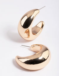 Gold Thick Puff Hoop Earrings - link has visual effect only
