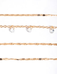 Gold Cubic Zirconia Flat Bracelet & Anklet Pack - link has visual effect only
