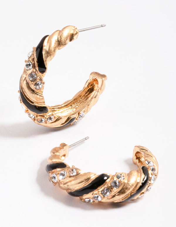 Gold 80s Twist Hoop Earrings