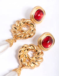 Gold Pearl Drop Earrings - link has visual effect only