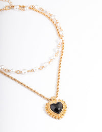 Gold Two Layer Heart Cross Necklace - link has visual effect only