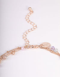 Rose Gold Mixed Bead Three Row Necklace - link has visual effect only