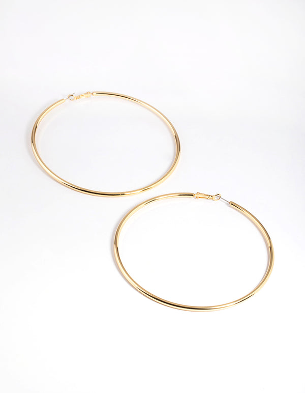 Gold Plated Brass Oversized Hoop Earrings