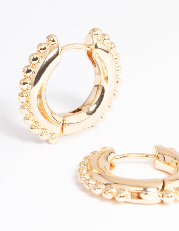 Gold Outer Ball Detail Huggie Earrings