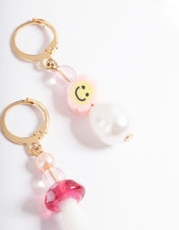 Pink Smile & Mushroom Earrings - link has visual effect only