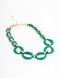 Gold Mixed Oval Link Necklace - link has visual effect only