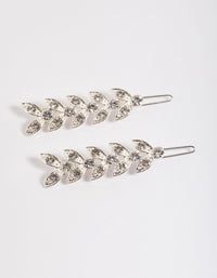 Silver Diamante Leaf Clips Pack - link has visual effect only