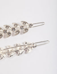 Silver Diamante Leaf Clips Pack - link has visual effect only