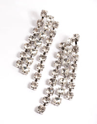 Rhodium Diamante Statement 3 Drop Earrings - link has visual effect only