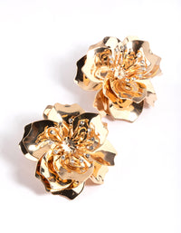 Gold Diamante Flower Stud Earrings - link has visual effect only