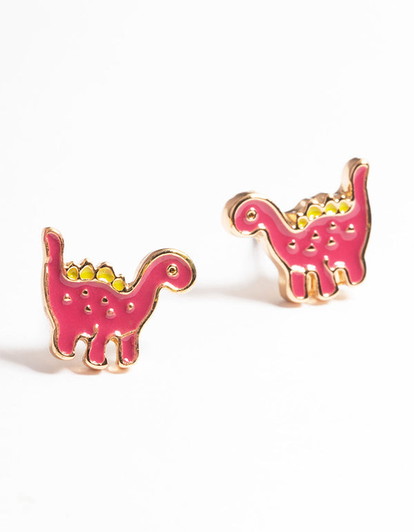 Gold Dinosaur Stud Earrings
