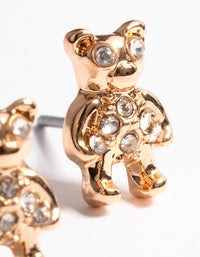 Gold Diamante Teddy Stud Earrings - link has visual effect only