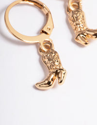 Gold Cowboy Boot Huggie Earrings - link has visual effect only