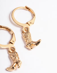 Gold Cowboy Boot Huggie Earrings - link has visual effect only