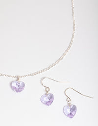 Lilac Silver Simple Heart Jewellery Set - link has visual effect only