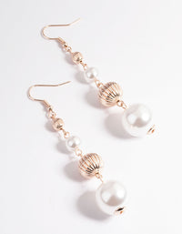 Rose Gold Graduated Pearl Textured Drop Earrings - link has visual effect only