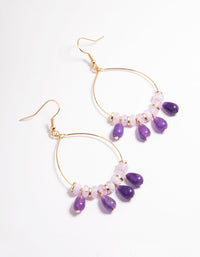 Purple Pear Droplet Bead Drop Earrings - link has visual effect only