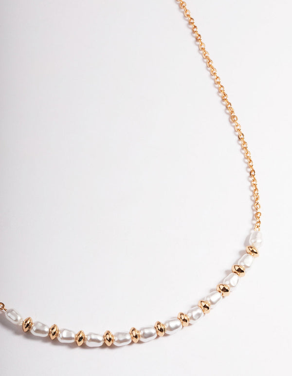 Gold Pearl Smile Necklace