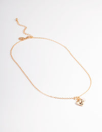 Gold Diamante Heart & Pearl Necklace - link has visual effect only