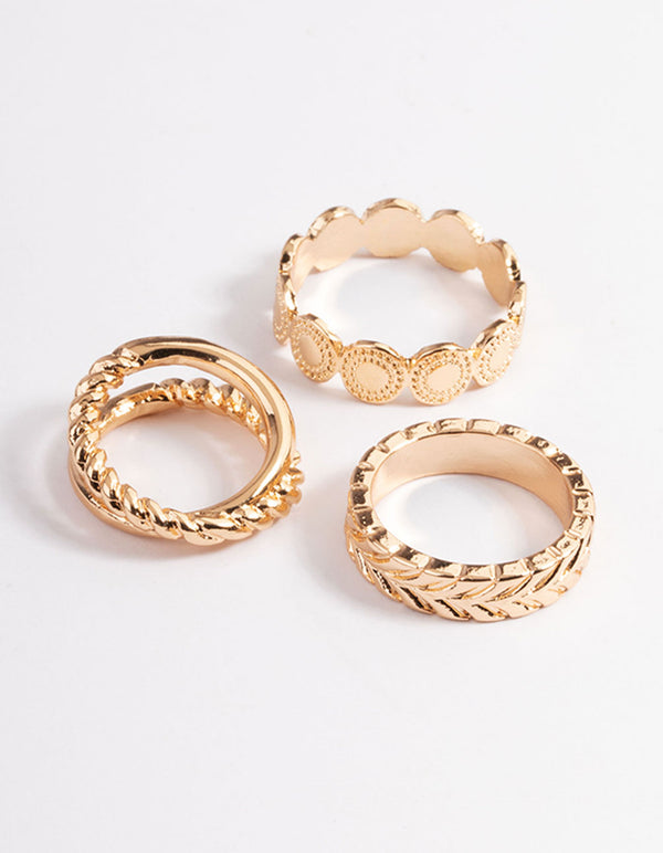 Gold Disc Band & Plain Ring Pack