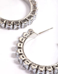 Cubic Zirconia Rhodium 25mm Diamante Hoop Earrings - link has visual effect only