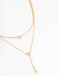 Gold Plated Dainty Two Layer Y Necklace - link has visual effect only