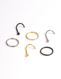 Titanium Nose Stud & Ring 6-Pack - link has visual effect only