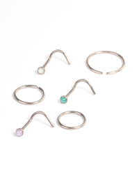 Titanium Blue Pastel Nose Stud 6-Pack - link has visual effect only
