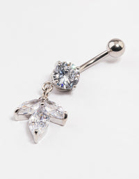 Rhodium Surgical Steel Petal Drop Belly Ring - link has visual effect only