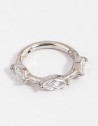 Surgical Steel Cubic Zirconia Trio Clicker Ring - link has visual effect only
