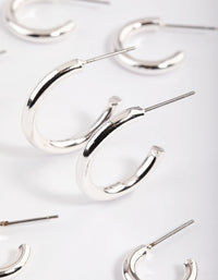 Silver Basic Round Hoop Earrings 4-Pack - link has visual effect only