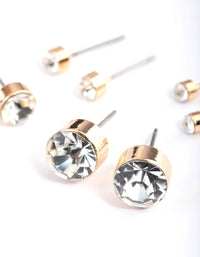 Gold Diamante Stud Earrings 4-Pack - link has visual effect only