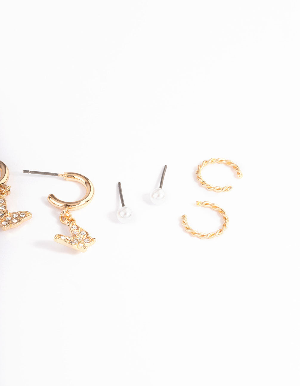 Gold Pearl & Butterfly Earrings 4-Pack