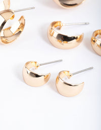 Gold Basic Flat Hoop Earrings 4-Pack - link has visual effect only