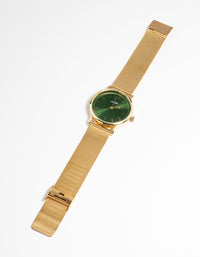 Gold Medium Green Face Mesh Watch - link has visual effect only