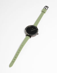 Gunmetal Skinny Faux Leather Watch - link has visual effect only