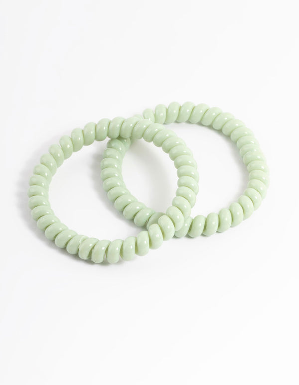Green Plastic Narrow Hair Spiral Pack