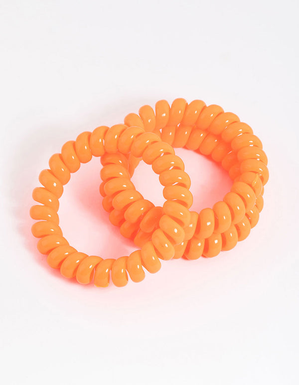 Orange Plastic Large Hair Spiral Pack