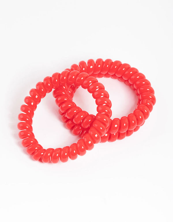 Red Plastic Large Hair Spiral Pack