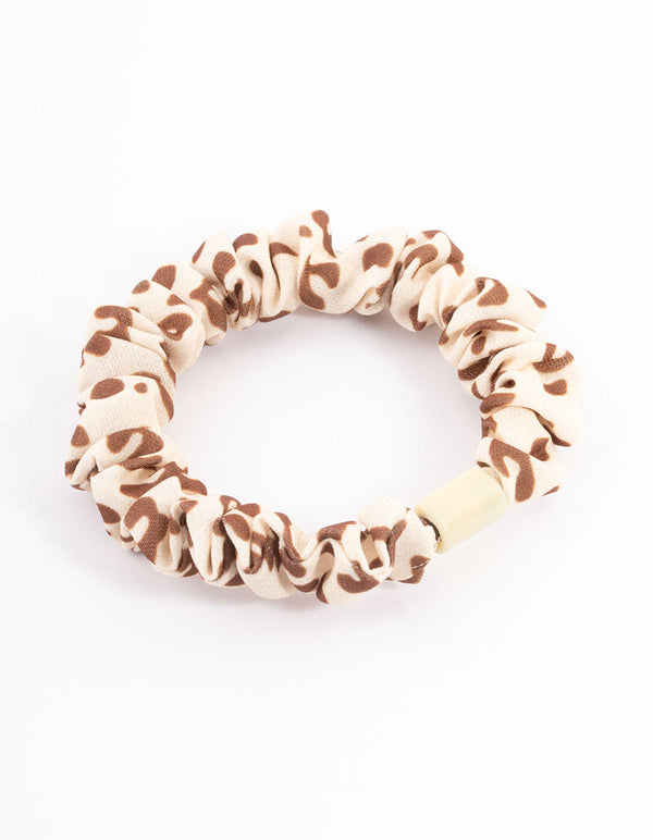 Brown Fabric Clamp Thin Scrunchie
