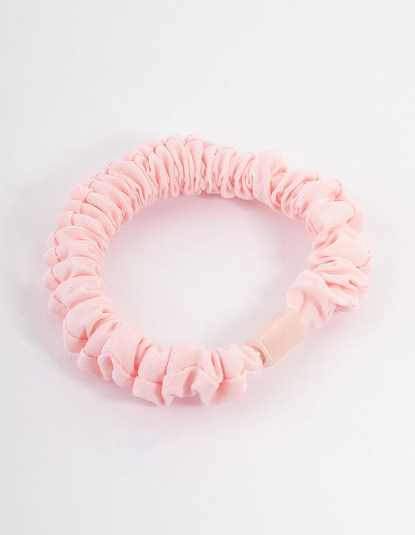 Pink Fabric Clamp Thin Scrunchie