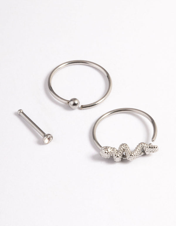 Surgical Steel Snake Ring Nose Pack