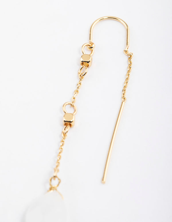 Gold Plated Clear Quartz Fancy Thread Earrings