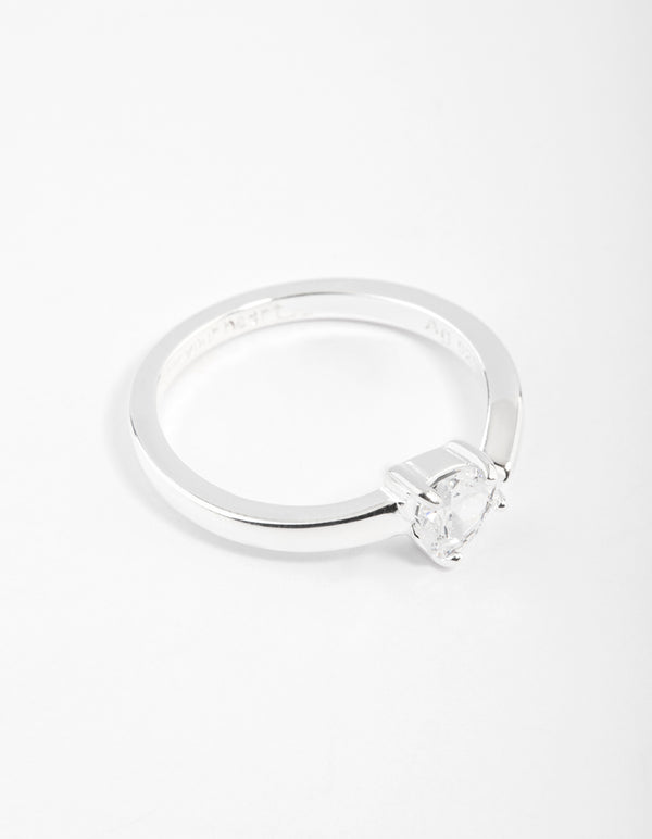 Sterling Silver Cubic Zirconia Heart Wrap Ring