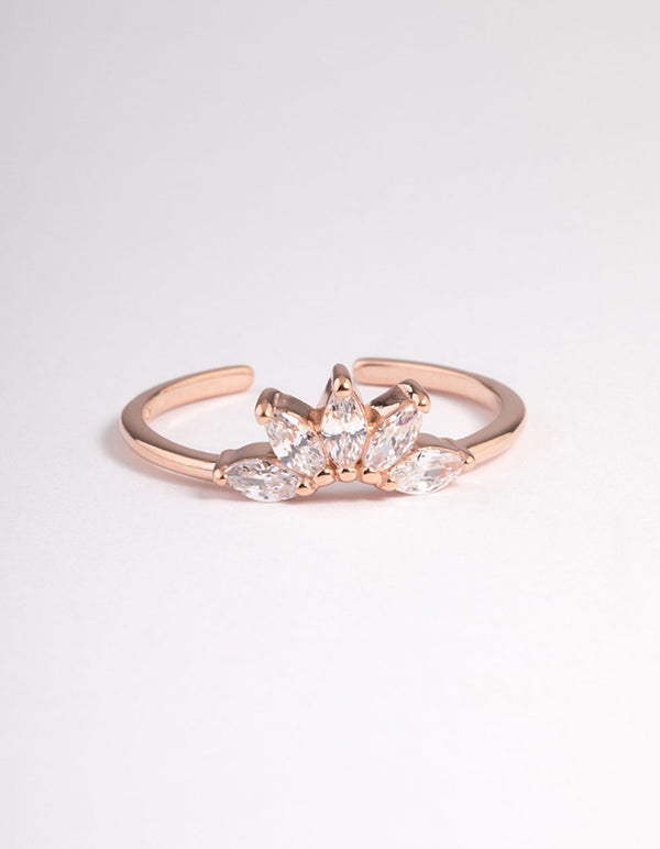 Rose Gold Sterling Plated Fan Diamante Nest Ring