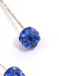 Sterling Silver Blue Pave Stud Earrings 4mm - link has visual effect only