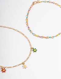 Gold Three Layer Flower Multi Anklet - link has visual effect only
