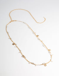 Gold Double Layer Pearl Twist Waist Chain - link has visual effect only