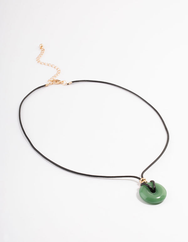Gold Jade Donut Cord Necklace - Lovisa